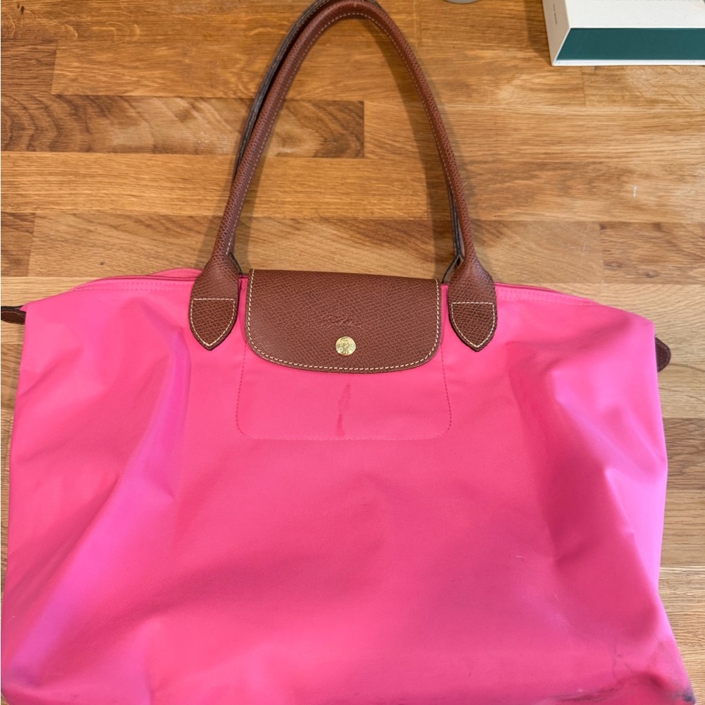 Longchamp Fuchsia and Brown Tote